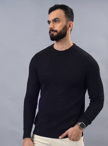 Black Solid Slim Fit Winter T-Shirt | JadeBlue