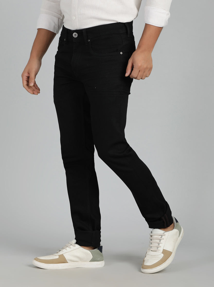 Jet Black Washed Slim Fit Jeans | JadeBlue