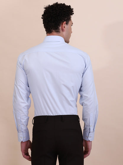 Sky Blue Solid Regular Fit Formal Shirt | Greenfibre
