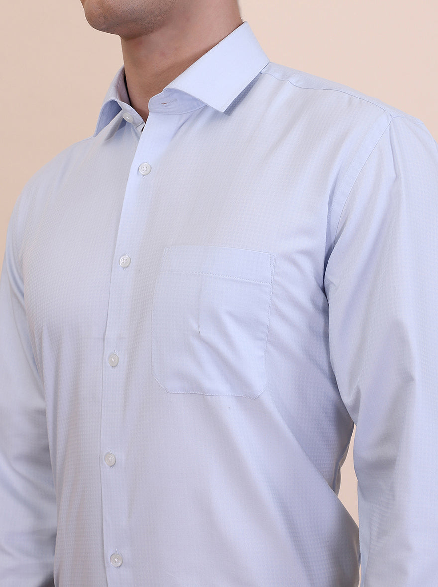 Sky Blue Solid Regular Fit Formal Shirt | Greenfibre