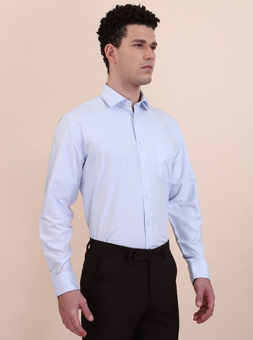 Sky Blue Solid Regular Fit Formal Shirt | Greenfibre