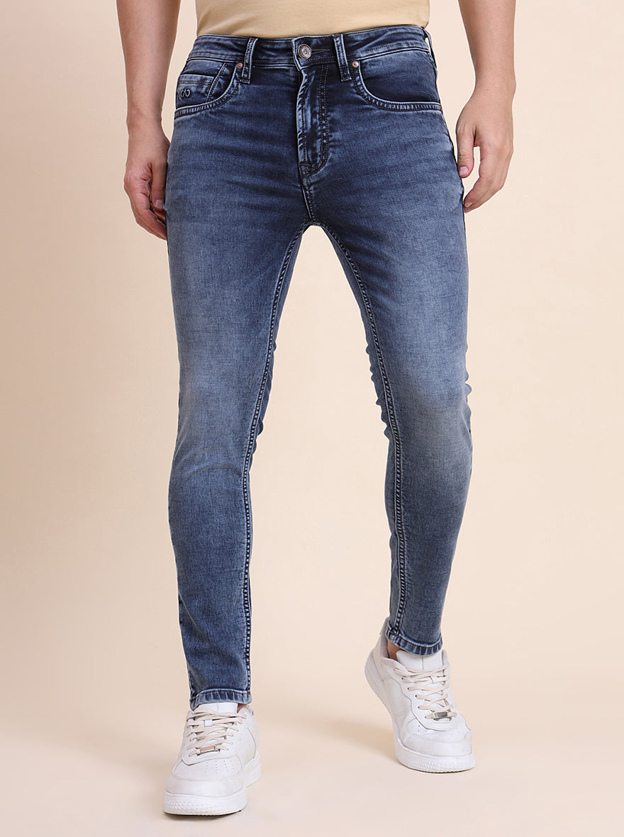 Mid Blue Washed Rider Fit Jeans | JadeBlue