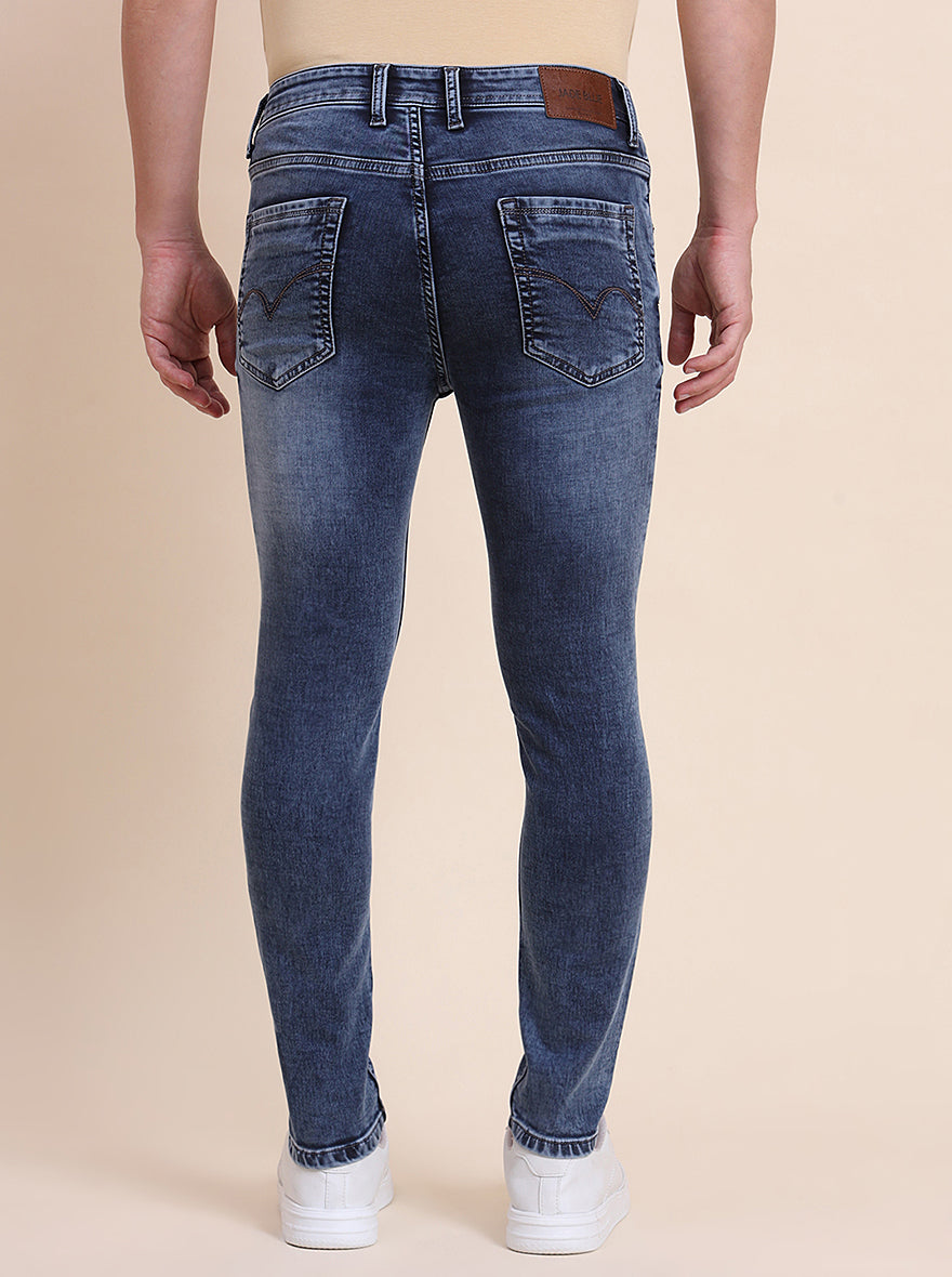 Mid Blue Washed Rider Fit Jeans | JadeBlue
