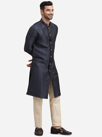 Blue Jacquard Kurta | The Kurta Company