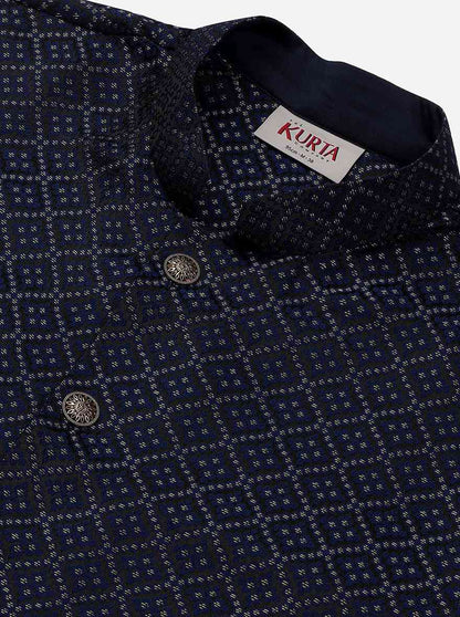 Blue Jacquard Kurta | The Kurta Company