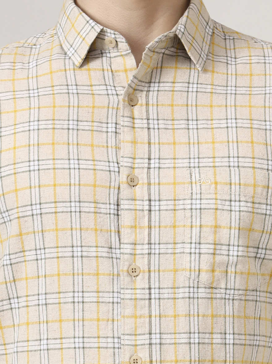 Yellow Checked Slim Fit Casual Shirt | JadeBlue