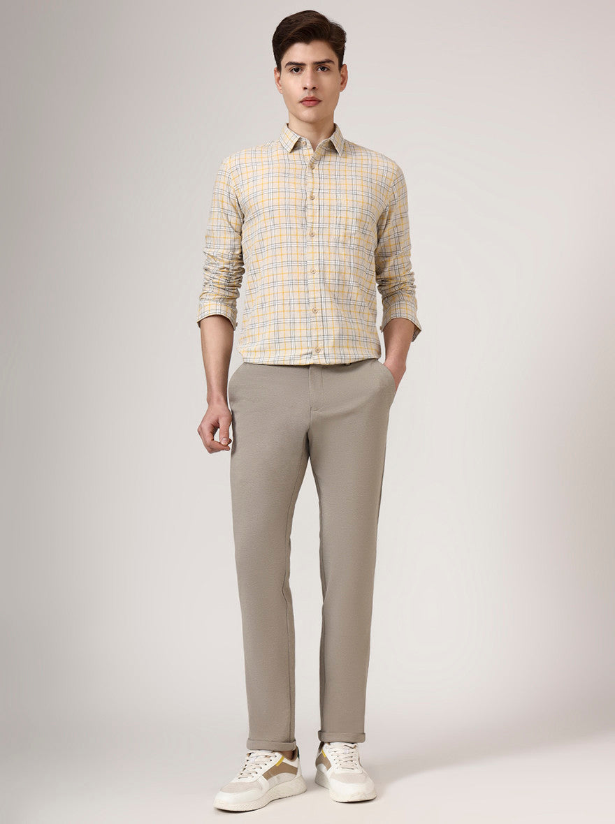 Yellow Checked Slim Fit Casual Shirt | JadeBlue