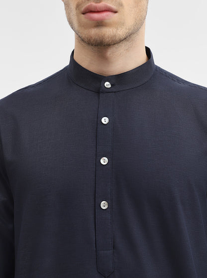 Navy Blue Solid Modi Kurta | JadeBlue
