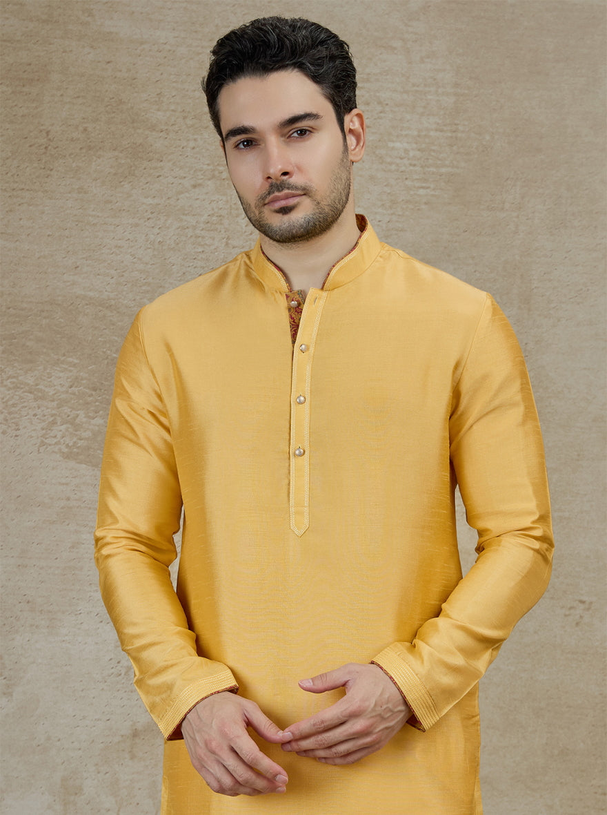 Mustard Solid Kurta Pajama | Virasana