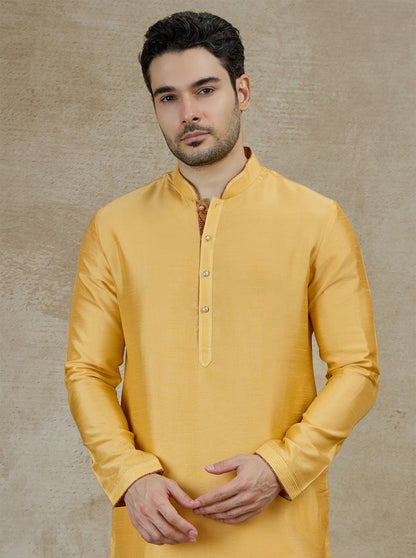 Mustard Solid Kurta Pajama | Virasana