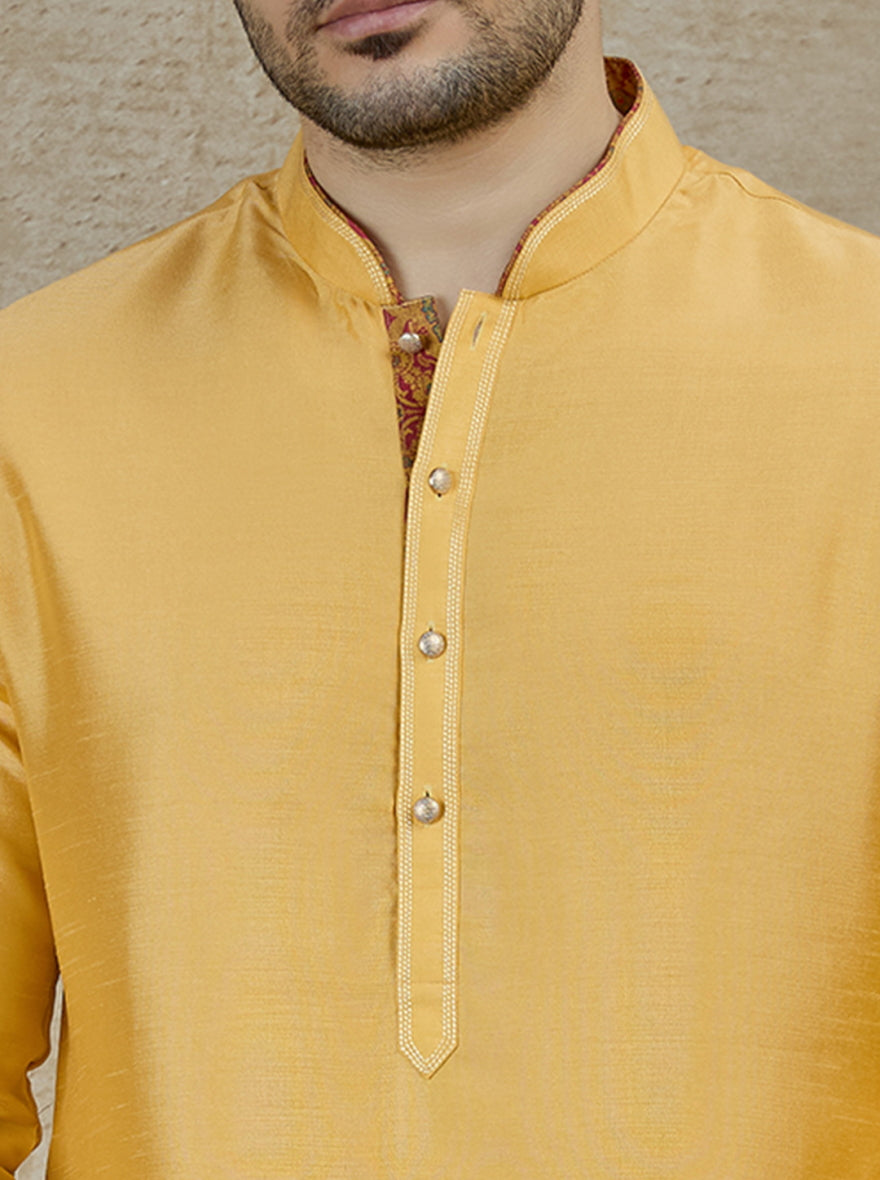 Mustard Solid Kurta Pajama | Virasana