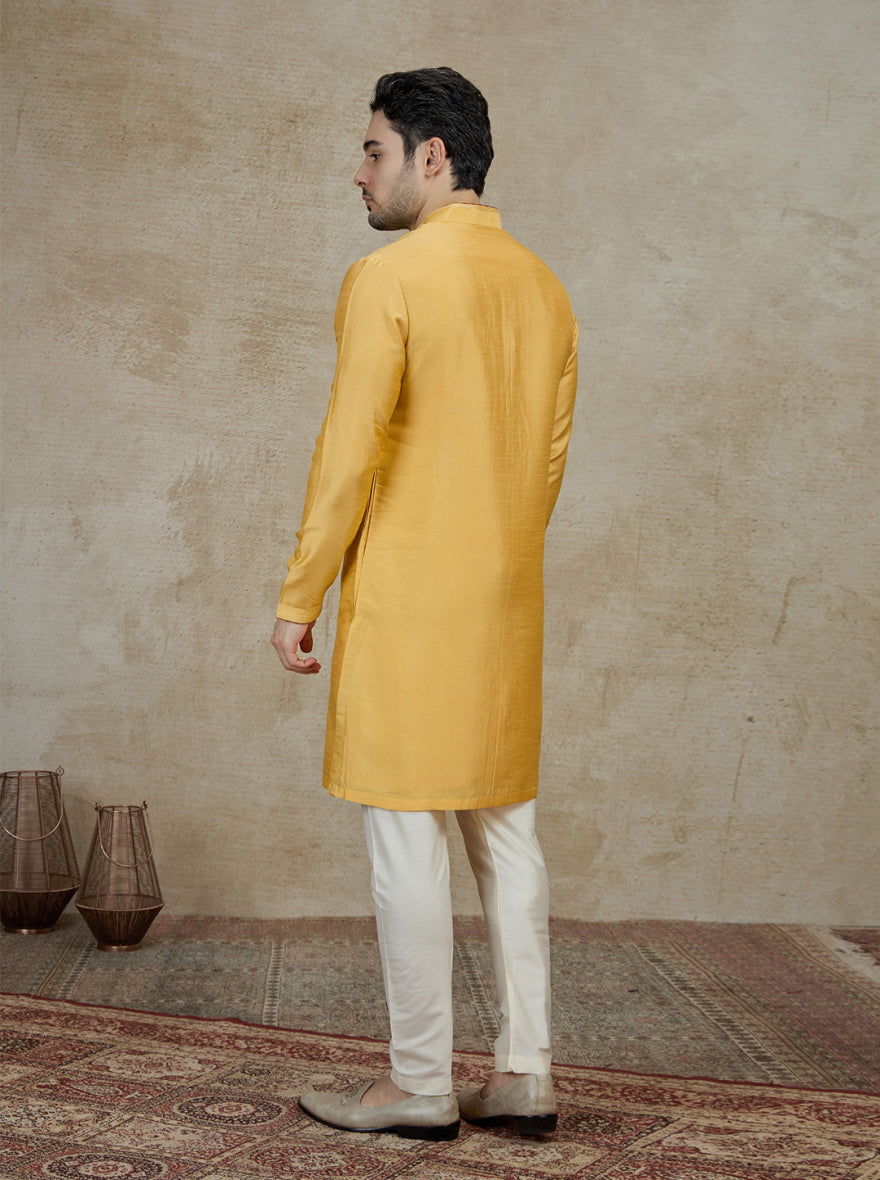 Mustard Solid Kurta Pajama | Virasana