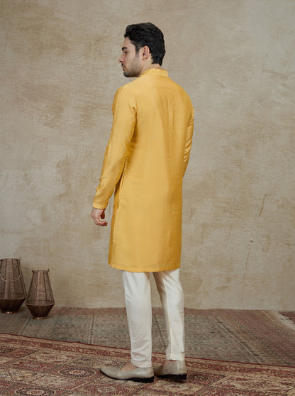 Mustard Solid Kurta Pajama | Virasana