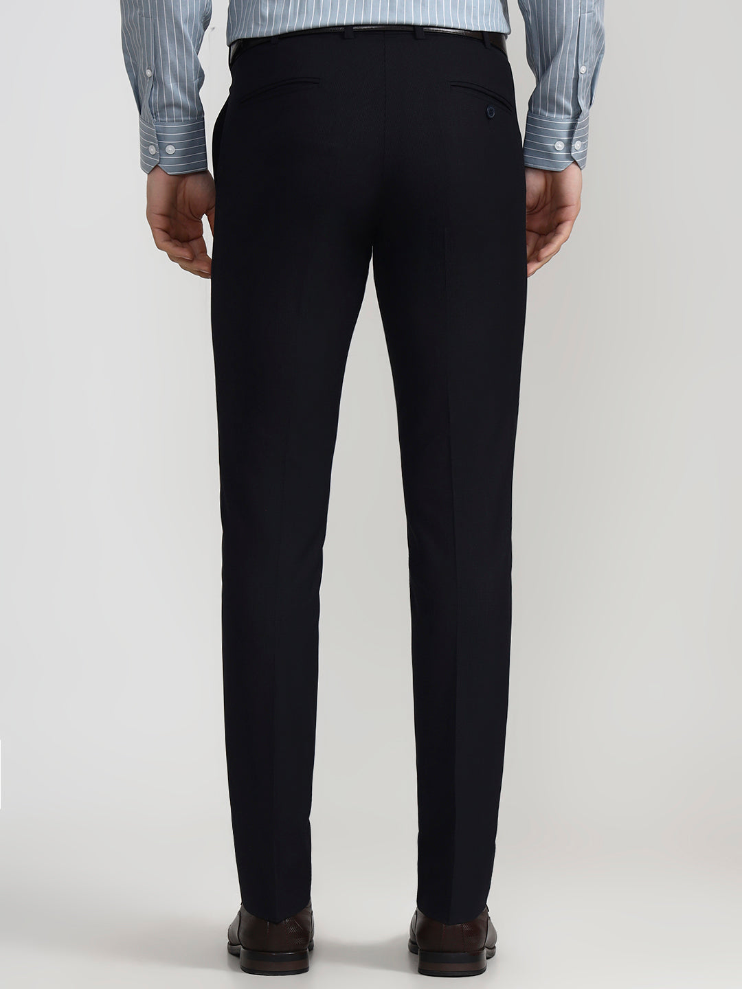 Blue Solid Slim Fit Formal Trouser | Wyre