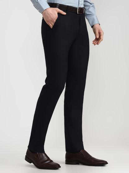 Blue Solid Slim Fit Formal Trouser | Wyre