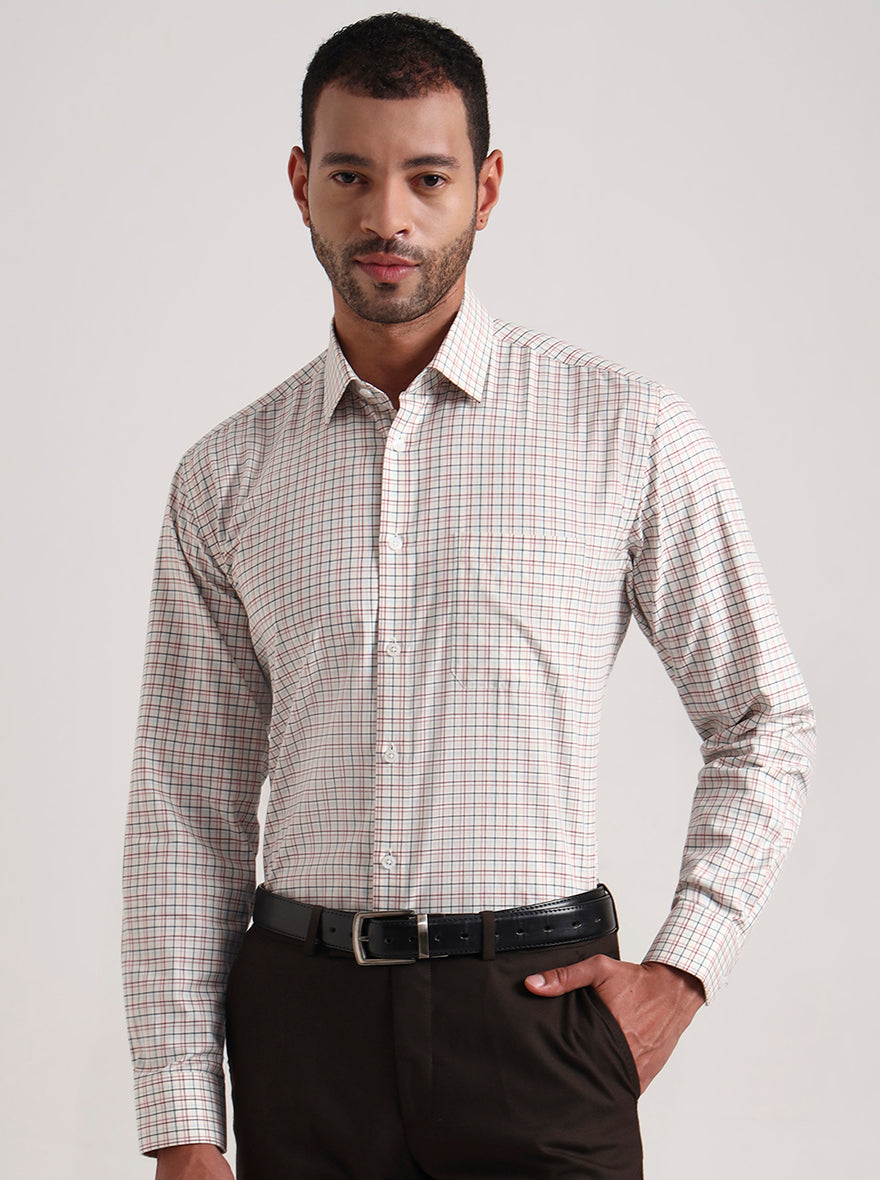 Red & Black Checked Regular Fit Formal Shirt | JadeBlue