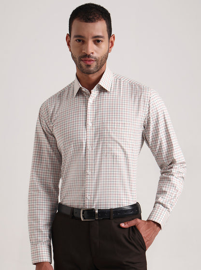 Red & Black Checked Regular Fit Formal Shirt | JadeBlue