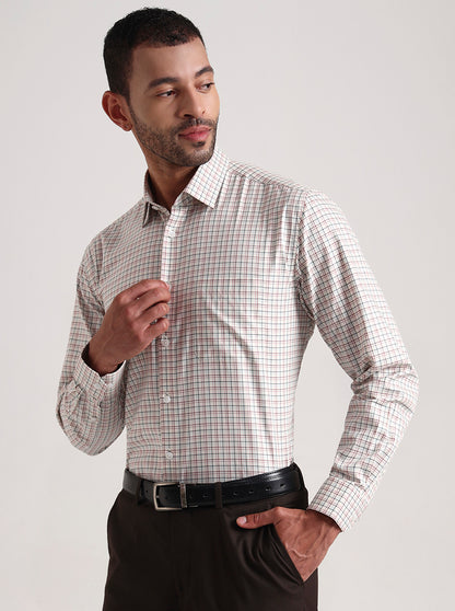 Red & Black Checked Regular Fit Formal Shirt | JadeBlue