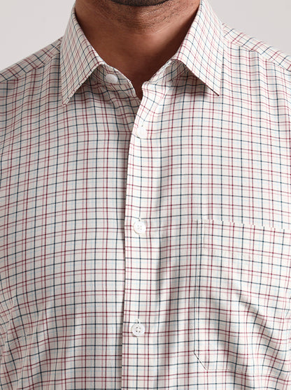Red & Black Checked Regular Fit Formal Shirt | JadeBlue