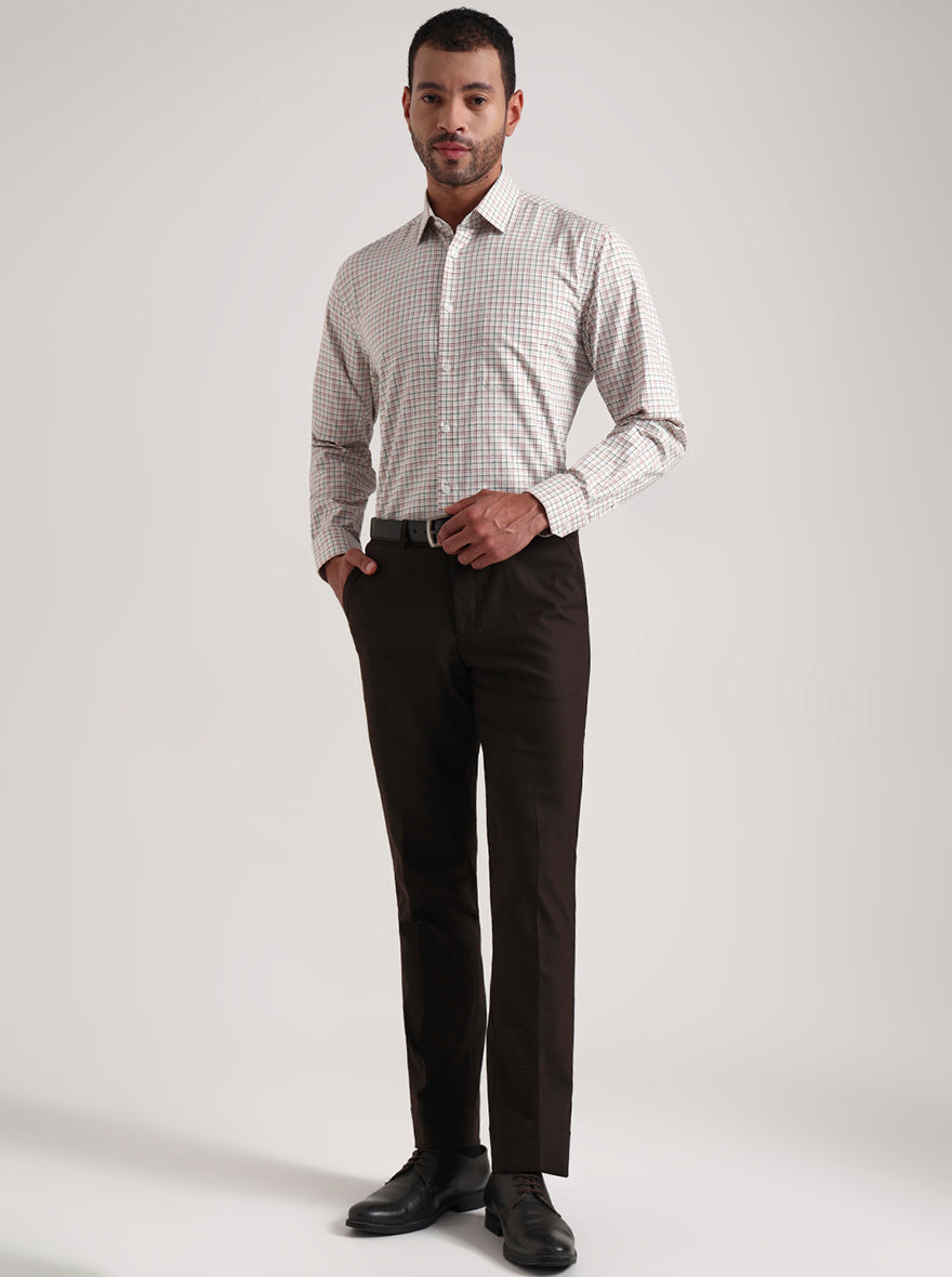Red & Black Checked Regular Fit Formal Shirt | JadeBlue