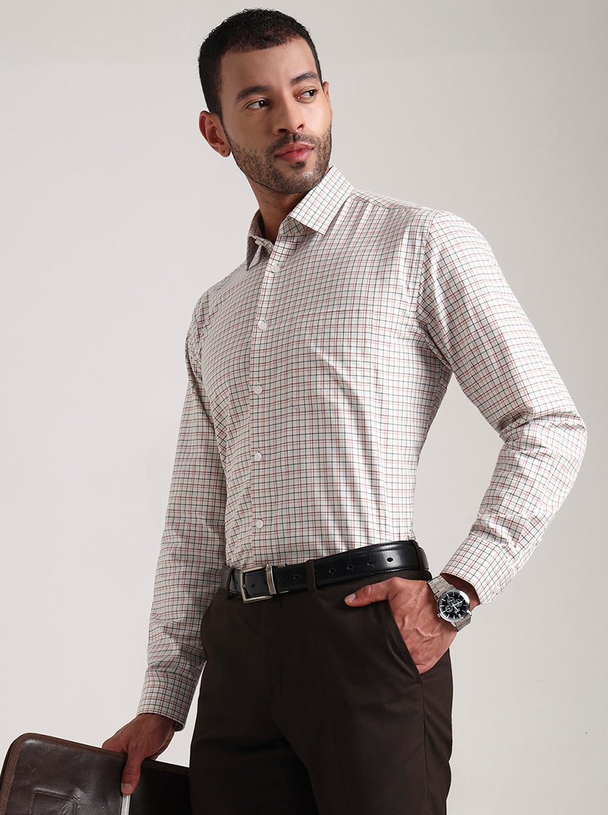 Red & Black Checked Regular Fit Formal Shirt | JadeBlue