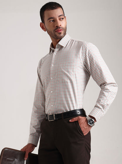 Red & Black Checked Regular Fit Formal Shirt | JadeBlue