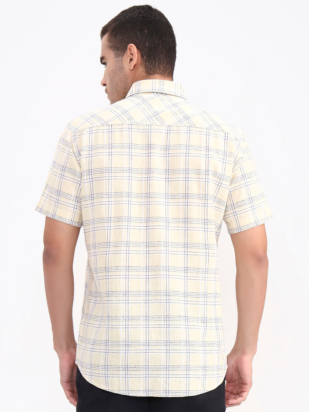 Yellow Checked Slim Fit Casual Shirt | JadeBlue