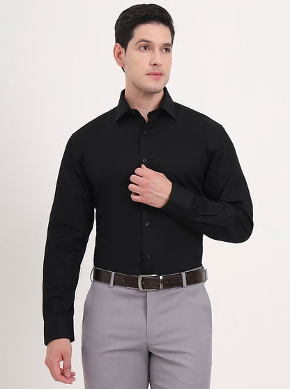 Black Solid Regular Fit Formal Shirt | JadeBlue