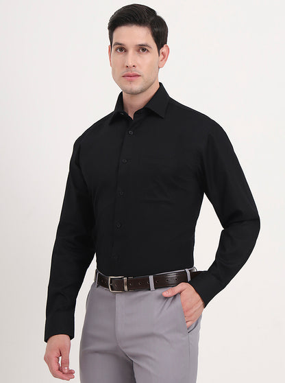 Black Solid Regular Fit Formal Shirt | JadeBlue