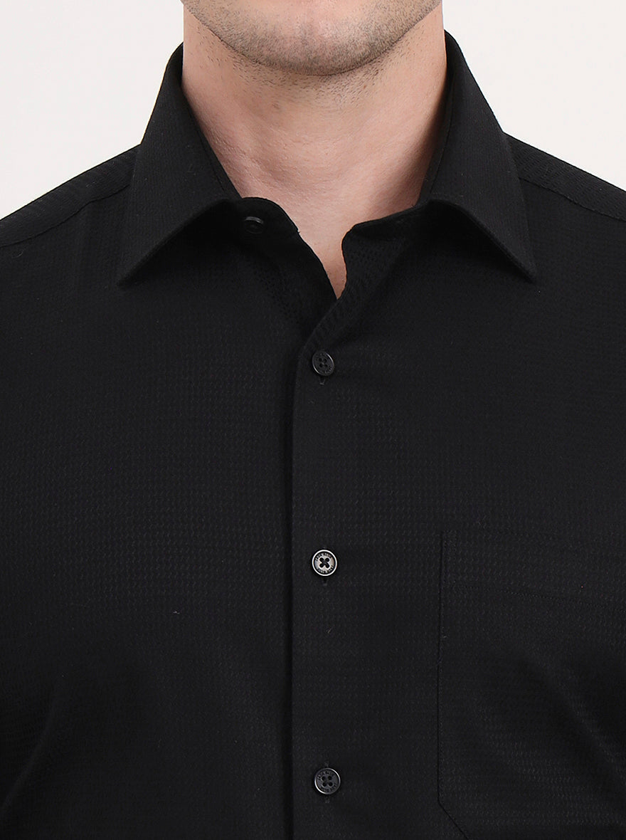 Black Solid Regular Fit Formal Shirt | JadeBlue