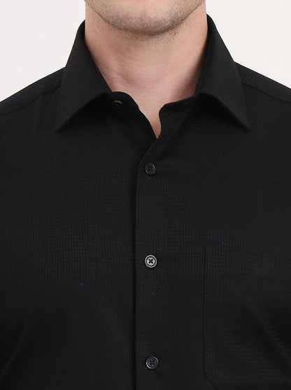 Black Solid Regular Fit Formal Shirt | JadeBlue
