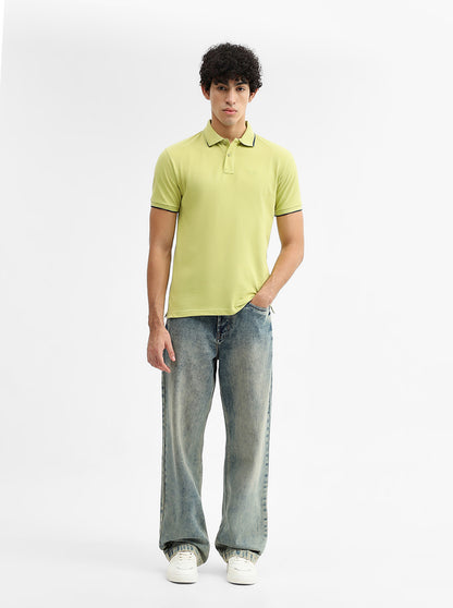 Lime Green Solid Slim Fit Polo T-Shirt | Greenfibre