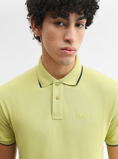 Lime Green Solid Slim Fit Polo T-Shirt | Greenfibre