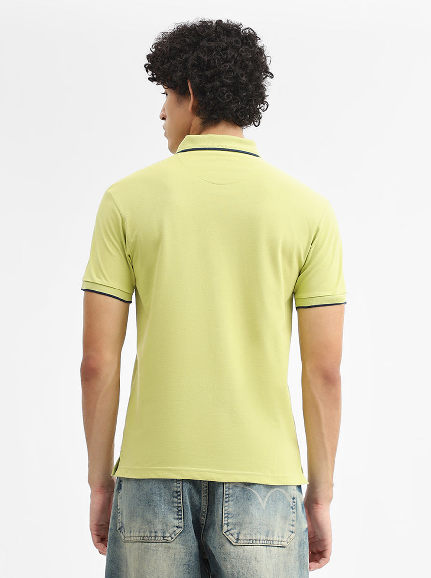 Lime Green Solid Slim Fit Polo T-Shirt | Greenfibre