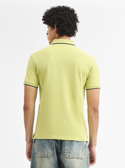 Lime Green Solid Slim Fit Polo T-Shirt | Greenfibre