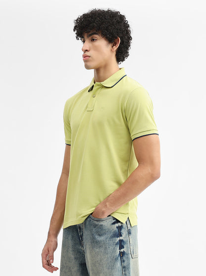 Lime Green Solid Slim Fit Polo T-Shirt | Greenfibre