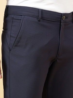 Navy Blue Solid Slim Fit Club Wear Trouser | JB Studio