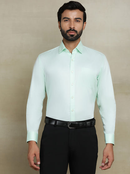 Light Green Solid Regular Fit Formal Shirt | JadeBlue