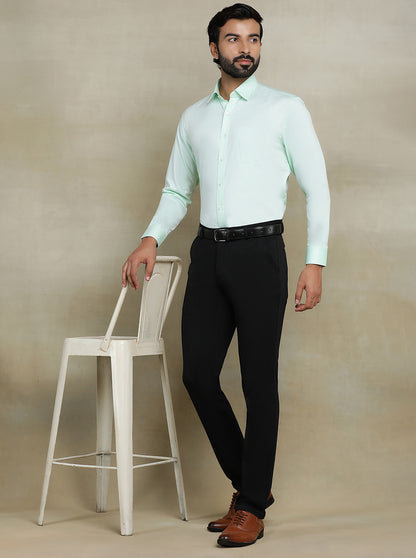 Light Green Solid Regular Fit Formal Shirt | JadeBlue