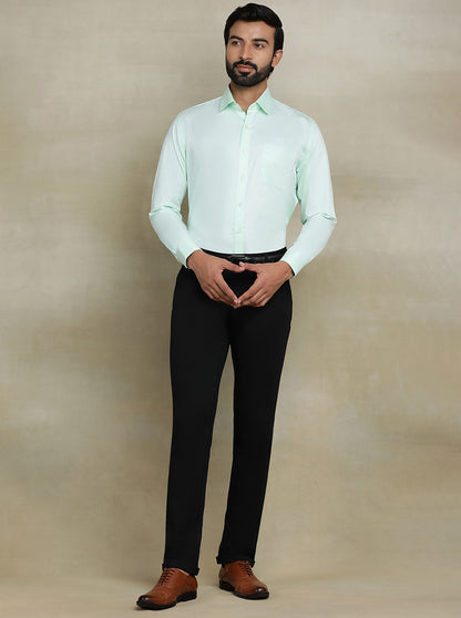Light Green Solid Regular Fit Formal Shirt | JadeBlue