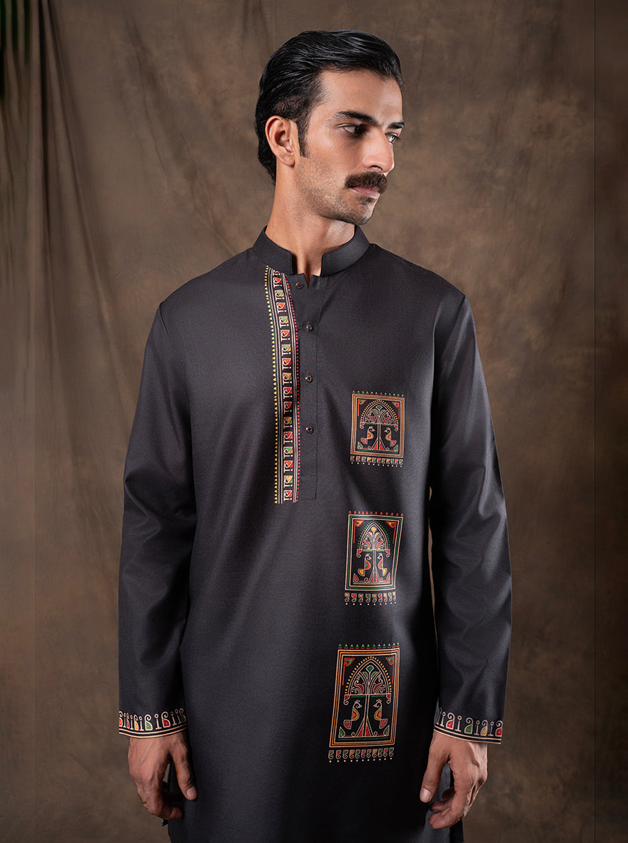 Black Printed  Kurta | The Kurta Company
