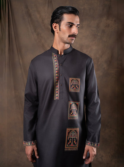 Black Printed  Kurta | The Kurta Company