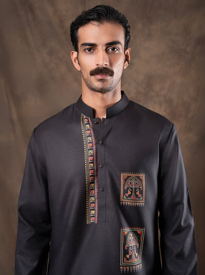 Black Printed  Kurta | The Kurta Company