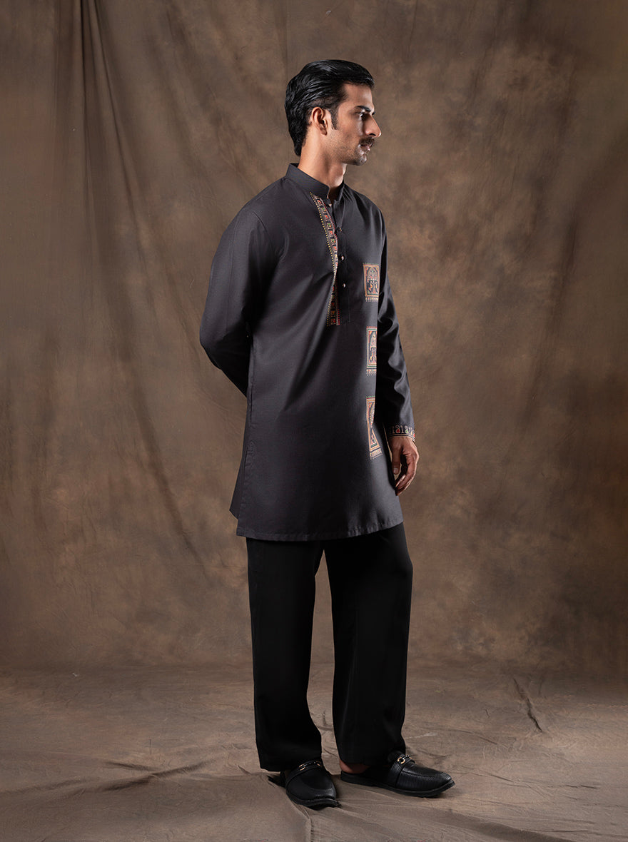 Black Printed  Kurta | The Kurta Company