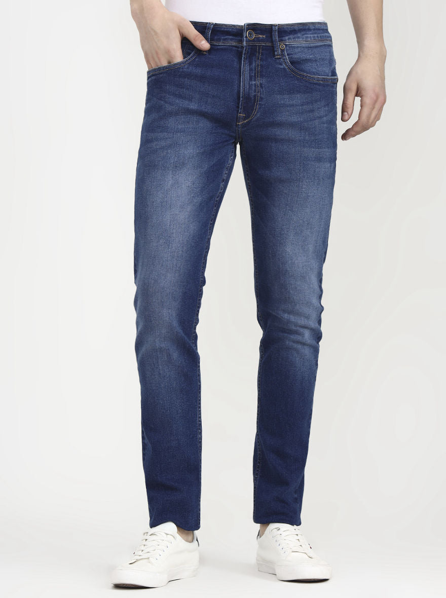 Mid Indingo Blue Washed Slim Fit Jeans | JadeBlue
