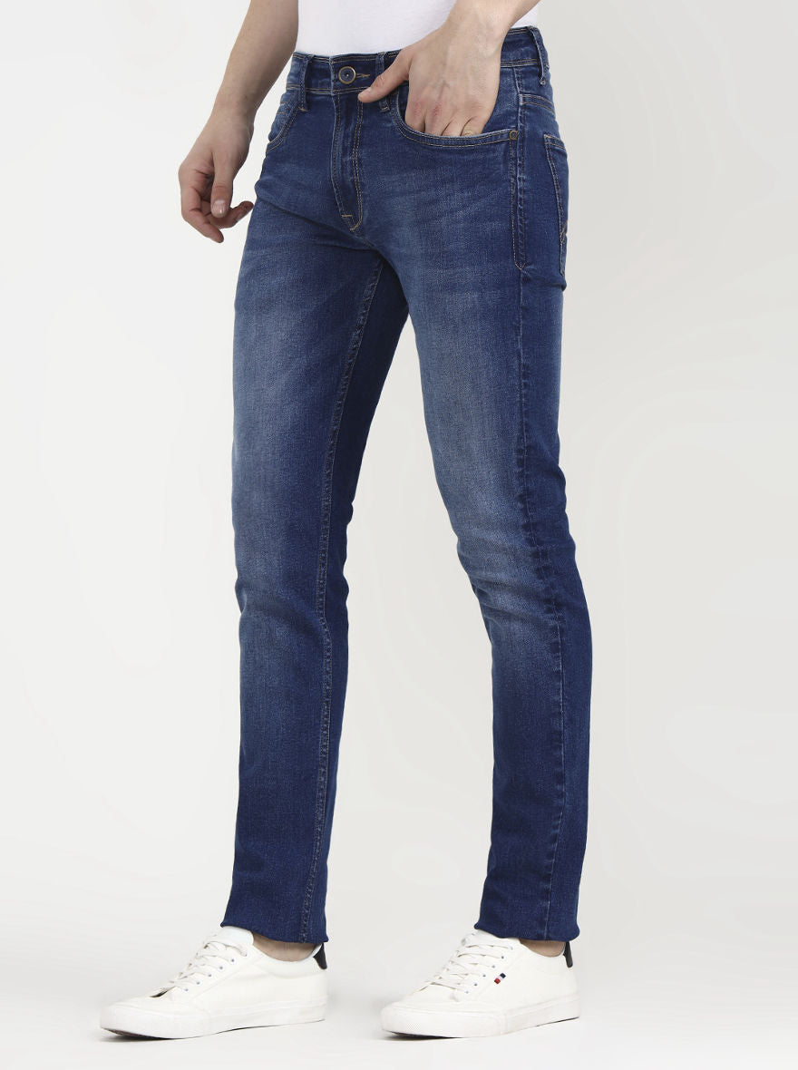 Mid Indingo Blue Washed Slim Fit Jeans | JadeBlue