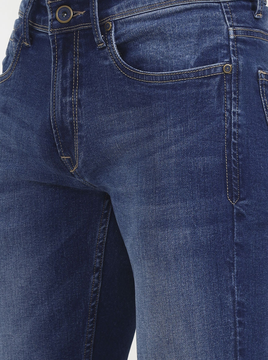Mid Indingo Blue Washed Slim Fit Jeans | JadeBlue