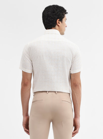 Cream & Yellow Checked Regular Fit Formal Shirt | JadeBlue