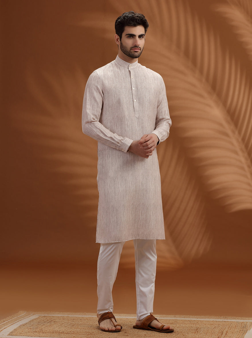 Fawn Solid Modi Kurta | JadeBlue