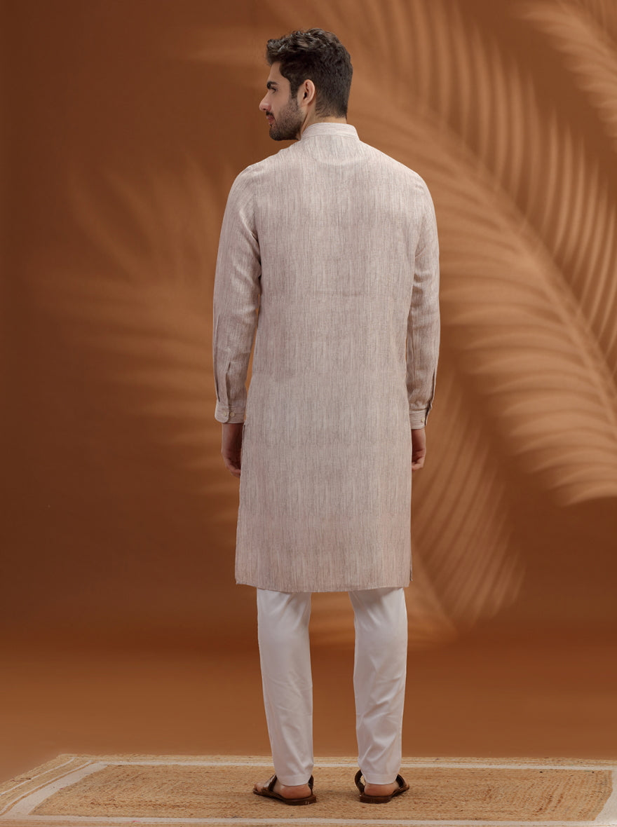 Fawn Solid Modi Kurta | JadeBlue